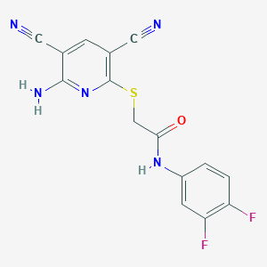 molecular formula C15H9F2N5OS B4892493 2-[(6-amino-3,5-dicyano-2-pyridinyl)thio]-N-(3,4-difluorophenyl)acetamide 