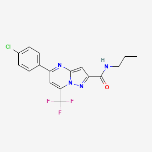 molecular formula C17H14ClF3N4O B4892515 5-(4-chlorophenyl)-N-propyl-7-(trifluoromethyl)pyrazolo[1,5-a]pyrimidine-2-carboxamide 