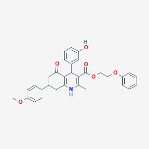 molecular formula C32H31NO6 B4892541 2-phenoxyethyl 4-(3-hydroxyphenyl)-7-(4-methoxyphenyl)-2-methyl-5-oxo-1,4,5,6,7,8-hexahydro-3-quinolinecarboxylate 