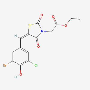molecular formula C14H11BrClNO5S B4892560 ethyl [5-(3-bromo-5-chloro-4-hydroxybenzylidene)-2,4-dioxo-1,3-thiazolidin-3-yl]acetate 