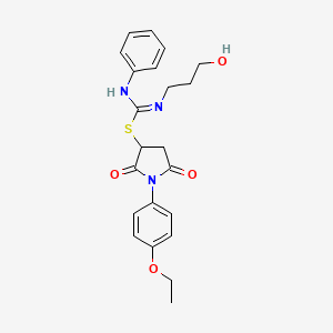 molecular formula C22H25N3O4S B4892569 1-(4-ethoxyphenyl)-2,5-dioxo-3-pyrrolidinyl N-(3-hydroxypropyl)-N'-phenylimidothiocarbamate 