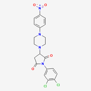 molecular formula C20H18Cl2N4O4 B4892586 1-(3,4-dichlorophenyl)-3-[4-(4-nitrophenyl)-1-piperazinyl]-2,5-pyrrolidinedione 