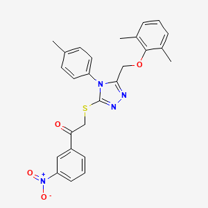 molecular formula C26H24N4O4S B4892596 2-{[5-[(2,6-dimethylphenoxy)methyl]-4-(4-methylphenyl)-4H-1,2,4-triazol-3-yl]thio}-1-(3-nitrophenyl)ethanone 