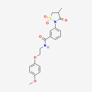 molecular formula C20H22N2O6S B4892620 N-[2-(4-methoxyphenoxy)ethyl]-3-(4-methyl-1,1-dioxido-3-oxo-2-isothiazolidinyl)benzamide 