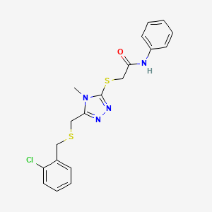 molecular formula C19H19ClN4OS2 B4892673 2-[(5-{[(2-chlorobenzyl)thio]methyl}-4-methyl-4H-1,2,4-triazol-3-yl)thio]-N-phenylacetamide 