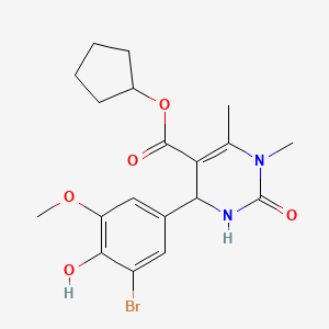 molecular formula C19H23BrN2O5 B4892679 cyclopentyl 4-(3-bromo-4-hydroxy-5-methoxyphenyl)-1,6-dimethyl-2-oxo-1,2,3,4-tetrahydro-5-pyrimidinecarboxylate 