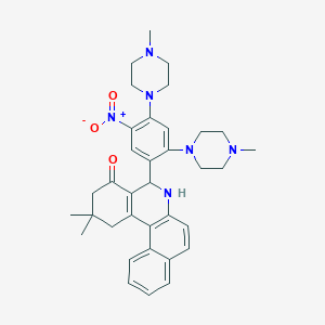 molecular formula C35H42N6O3 B4892757 5-[2,4-bis(4-methyl-1-piperazinyl)-5-nitrophenyl]-2,2-dimethyl-2,3,5,6-tetrahydrobenzo[a]phenanthridin-4(1H)-one 