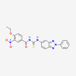 molecular formula C22H18N6O4S B4892791 4-ethoxy-3-nitro-N-{[(2-phenyl-2H-1,2,3-benzotriazol-5-yl)amino]carbonothioyl}benzamide 