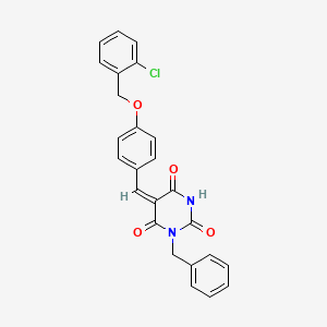 molecular formula C25H19ClN2O4 B4892814 1-benzyl-5-{4-[(2-chlorobenzyl)oxy]benzylidene}-2,4,6(1H,3H,5H)-pyrimidinetrione 