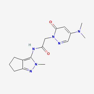 molecular formula C15H20N6O2 B4892848 2-[4-(dimethylamino)-6-oxo-1(6H)-pyridazinyl]-N-(2-methyl-2,4,5,6-tetrahydrocyclopenta[c]pyrazol-3-yl)acetamide 