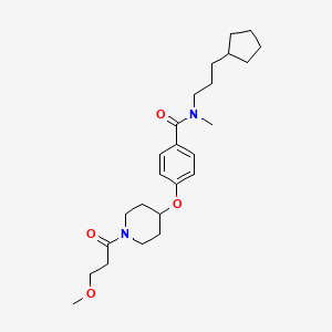molecular formula C25H38N2O4 B4892942 N-(3-cyclopentylpropyl)-4-{[1-(3-methoxypropanoyl)-4-piperidinyl]oxy}-N-methylbenzamide 