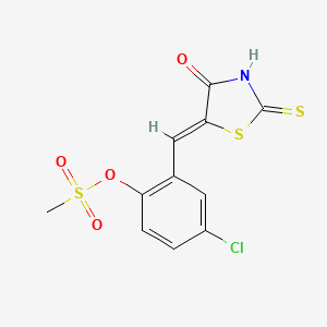 4-chloro-2-[(4-oxo-2-thioxo-1,3-thiazolidin-5-ylidene)methyl]phenyl methanesulfonate