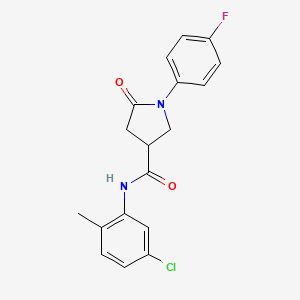 molecular formula C18H16ClFN2O2 B4892950 N-(5-chloro-2-methylphenyl)-1-(4-fluorophenyl)-5-oxo-3-pyrrolidinecarboxamide 