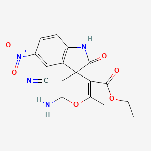 ethyl 6'-amino-5'-cyano-2'-methyl-5-nitro-2-oxo-1,2-dihydrospiro[indole-3,4'-pyran]-3'-carboxylate