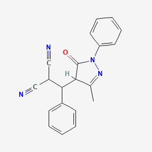molecular formula C20H16N4O B4893010 [(3-methyl-5-oxo-1-phenyl-4,5-dihydro-1H-pyrazol-4-yl)(phenyl)methyl]malononitrile 
