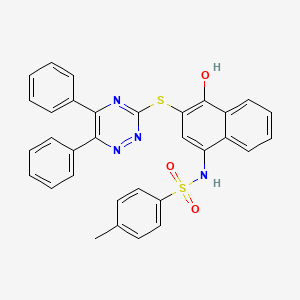 molecular formula C32H24N4O3S2 B4893012 N-{3-[(5,6-diphenyl-1,2,4-triazin-3-yl)thio]-4-hydroxy-1-naphthyl}-4-methylbenzenesulfonamide 