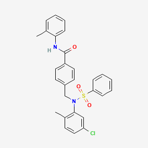 molecular formula C28H25ClN2O3S B4893056 4-{[(5-chloro-2-methylphenyl)(phenylsulfonyl)amino]methyl}-N-(2-methylphenyl)benzamide 