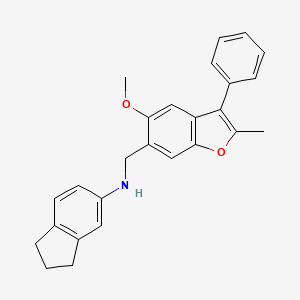 molecular formula C26H25NO2 B4893107 2,3-dihydro-1H-inden-5-yl[(5-methoxy-2-methyl-3-phenyl-1-benzofuran-6-yl)methyl]amine 