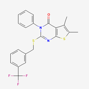 molecular formula C22H17F3N2OS2 B4893166 5,6-dimethyl-3-phenyl-2-{[3-(trifluoromethyl)benzyl]thio}thieno[2,3-d]pyrimidin-4(3H)-one 