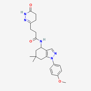 molecular formula C23H29N5O3 B4893205 N-[1-(4-methoxyphenyl)-6,6-dimethyl-4,5,6,7-tetrahydro-1H-indazol-4-yl]-3-(6-oxo-1,4,5,6-tetrahydro-3-pyridazinyl)propanamide 