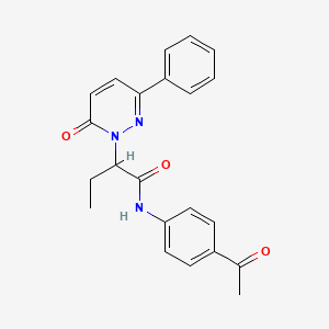 molecular formula C22H21N3O3 B4893226 N-(4-acetylphenyl)-2-(6-oxo-3-phenyl-1(6H)-pyridazinyl)butanamide 