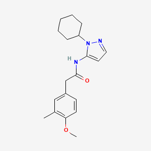 molecular formula C19H25N3O2 B4893300 N-(1-cyclohexyl-1H-pyrazol-5-yl)-2-(4-methoxy-3-methylphenyl)acetamide 