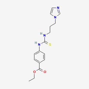 molecular formula C16H20N4O2S B4893380 ethyl 4-[({[3-(1H-imidazol-1-yl)propyl]amino}carbonothioyl)amino]benzoate 