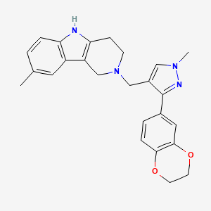 molecular formula C25H26N4O2 B4893385 2-{[3-(2,3-dihydro-1,4-benzodioxin-6-yl)-1-methyl-1H-pyrazol-4-yl]methyl}-8-methyl-2,3,4,5-tetrahydro-1H-pyrido[4,3-b]indole 