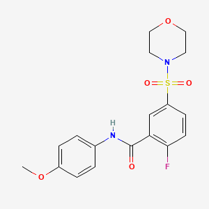 molecular formula C18H19FN2O5S B4893418 2-fluoro-N-(4-methoxyphenyl)-5-(4-morpholinylsulfonyl)benzamide 