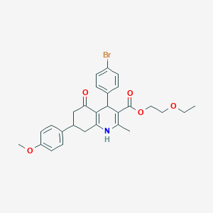 molecular formula C28H30BrNO5 B4893437 2-ethoxyethyl 4-(4-bromophenyl)-7-(4-methoxyphenyl)-2-methyl-5-oxo-1,4,5,6,7,8-hexahydro-3-quinolinecarboxylate 