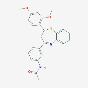 molecular formula C25H24N2O3S B489349 N-{3-[2-(2,4-dimethoxyphenyl)-2,3-dihydro-1,5-benzothiazepin-4-yl]phenyl}acetamide CAS No. 514185-96-7