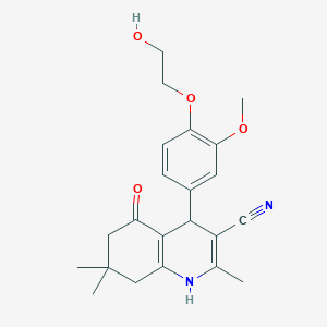 molecular formula C22H26N2O4 B4893501 4-[4-(2-hydroxyethoxy)-3-methoxyphenyl]-2,7,7-trimethyl-5-oxo-1,4,5,6,7,8-hexahydro-3-quinolinecarbonitrile 