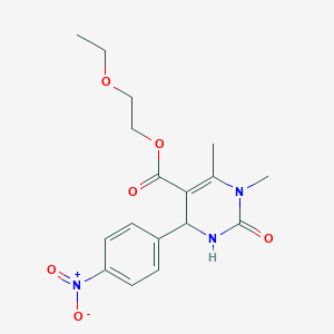 molecular formula C17H21N3O6 B4893507 2-ethoxyethyl 1,6-dimethyl-4-(4-nitrophenyl)-2-oxo-1,2,3,4-tetrahydro-5-pyrimidinecarboxylate 