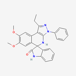molecular formula C27H24N4O3 B4893521 1'-ethyl-7',8'-dimethoxy-3'-phenyl-3',4'-dihydrospiro[indole-3,5'-pyrazolo[3,4-c]isoquinolin]-2(1H)-one 