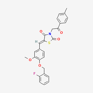molecular formula C27H22FNO5S B4893529 5-{4-[(2-fluorobenzyl)oxy]-3-methoxybenzylidene}-3-[2-(4-methylphenyl)-2-oxoethyl]-1,3-thiazolidine-2,4-dione 