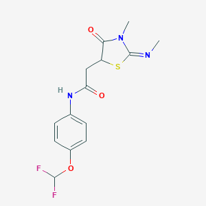 molecular formula C14H15F2N3O3S B489355 N-[4-(difluoromethoxy)phenyl]-2-(3-methyl-2-methylimino-4-oxo-1,3-thiazolidin-5-yl)acetamide CAS No. 514182-43-5