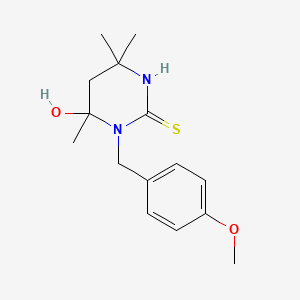 molecular formula C15H22N2O2S B4893557 6-hydroxy-1-(4-methoxybenzyl)-4,4,6-trimethyltetrahydro-2(1H)-pyrimidinethione 