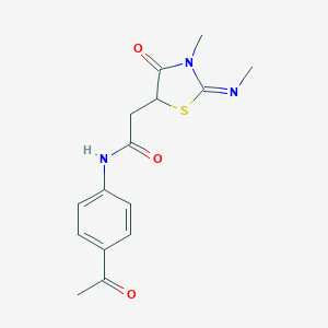 molecular formula C15H17N3O3S B489356 N-(4-Acetyl-phenyl)-2-(3-methyl-2-methylimino-4-oxo-thiazolidin-5-yl)-acetamide CAS No. 514182-49-1