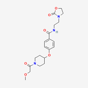 molecular formula C20H27N3O6 B4893565 4-{[1-(methoxyacetyl)-4-piperidinyl]oxy}-N-[2-(2-oxo-1,3-oxazolidin-3-yl)ethyl]benzamide 