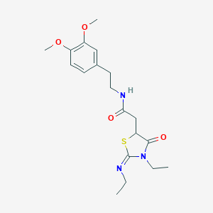 molecular formula C19H27N3O4S B489357 N-[2-(3,4-dimethoxyphenyl)ethyl]-2-[(2Z)-3-ethyl-2-(ethylimino)-4-oxo-1,3-thiazolidin-5-yl]acetamide CAS No. 514182-80-0