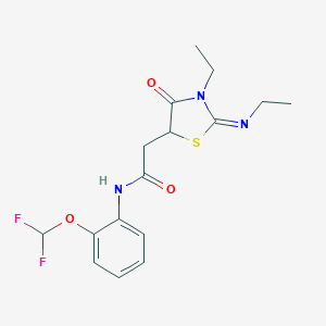 molecular formula C16H19F2N3O3S B489358 N-[2-(difluoromethoxy)phenyl]-2-(3-ethyl-2-ethylimino-4-oxo-1,3-thiazolidin-5-yl)acetamide CAS No. 514182-86-6