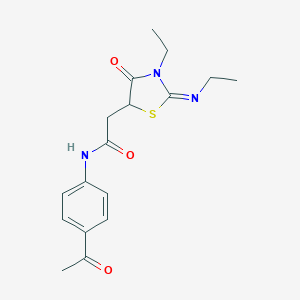 molecular formula C17H21N3O3S B489359 N-(4-Acetyl-phenyl)-2-(3-ethyl-2-ethylimino-4-oxo-thiazolidin-5-yl)-acetamide CAS No. 514182-97-9