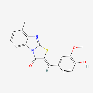 molecular formula C18H14N2O3S B4893599 2-(4-hydroxy-3-methoxybenzylidene)-8-methyl[1,3]thiazolo[3,2-a]benzimidazol-3(2H)-one 