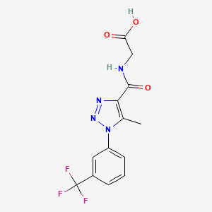 molecular formula C13H11F3N4O3 B4893602 N-({5-methyl-1-[3-(trifluoromethyl)phenyl]-1H-1,2,3-triazol-4-yl}carbonyl)glycine 