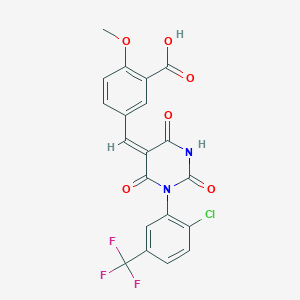 molecular formula C20H12ClF3N2O6 B4893644 5-{[1-[2-chloro-5-(trifluoromethyl)phenyl]-2,4,6-trioxotetrahydro-5(2H)-pyrimidinylidene]methyl}-2-methoxybenzoic acid 