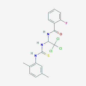 molecular formula C18H17Cl3FN3OS B4893707 2-fluoro-N-[2,2,2-trichloro-1-({[(2,5-dimethylphenyl)amino]carbonothioyl}amino)ethyl]benzamide 