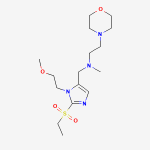 molecular formula C16H30N4O4S B4893776 N-{[2-(ethylsulfonyl)-1-(2-methoxyethyl)-1H-imidazol-5-yl]methyl}-N-methyl-2-(4-morpholinyl)ethanamine 