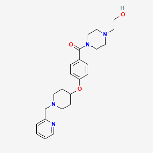 molecular formula C24H32N4O3 B4893786 2-[4-(4-{[1-(2-pyridinylmethyl)-4-piperidinyl]oxy}benzoyl)-1-piperazinyl]ethanol 