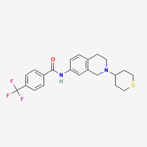 molecular formula C22H23F3N2OS B4893791 N-[2-(tetrahydro-2H-thiopyran-4-yl)-1,2,3,4-tetrahydro-7-isoquinolinyl]-4-(trifluoromethyl)benzamide 