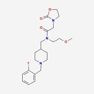 molecular formula C21H30FN3O4 B4893820 N-{[1-(2-fluorobenzyl)-4-piperidinyl]methyl}-N-(2-methoxyethyl)-2-(2-oxo-1,3-oxazolidin-3-yl)acetamide 